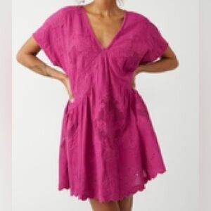 Free People Serenity Embroidered Cotton Minidress